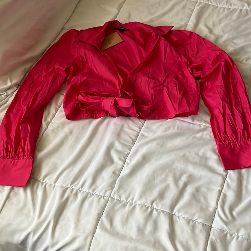 Size large pink tie up blouse